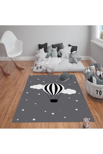 Kaymaz Tabanlı Yıkanabilir Balon Desenli Çocuk Halısı Dot Taban Halı
