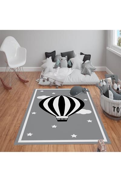 Kaymaz Tabanlı Yıkanabilir Balon Desenli Çocuk Halısı Dot Taban Halı