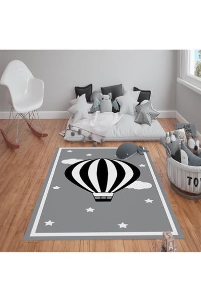 Kaymaz Tabanlı Yıkanabilir Balon Desenli Çocuk Halısı Dot Taban Halı