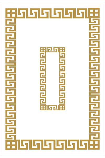 Kaymaz Tabanlı Yıkanabilir Çerçeveli Desenli Dot Taban Halı