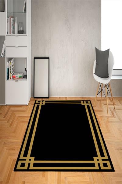Kaymaz Tabanlı Yıkanabilir Çerçeveli Desenli Dot Taban Halı