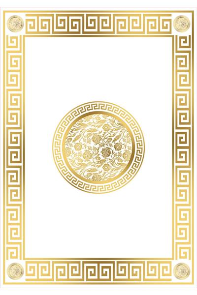 Kaymaz Tabanlı Yıkanabilir Çerçeveli Geometrik Desenli Dot Taban Halı