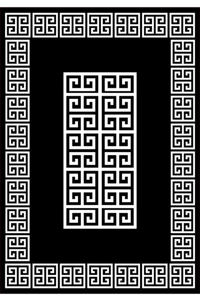 Kaymaz Tabanlı Yıkanabilir Çerçeveli Geometrik Desenli Dot Taban Halı
