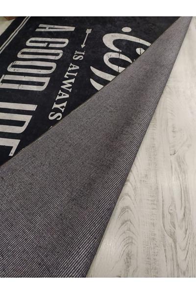 Kaymaz Tabanlı Yıkanabilir Coffee Desenli Dokuma Taban Halı