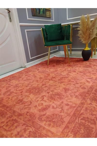 Kaymaz Tabanlı Yıkanabilir Dekoratif Klasik Desenli Dokuma Taban Halı