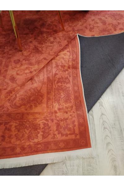 Kaymaz Tabanlı Yıkanabilir Dekoratif Klasik Desenli Dokuma Taban Halı