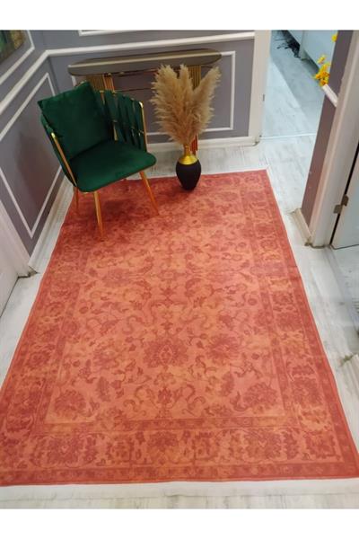 Kaymaz Tabanlı Yıkanabilir Dekoratif Klasik Desenli Dokuma Taban Halı
