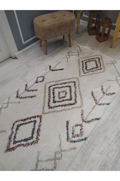 Kaymaz Tabanlı Yıkanabilir Dekoratif Kilim Desenli Dokuma Taban Halı