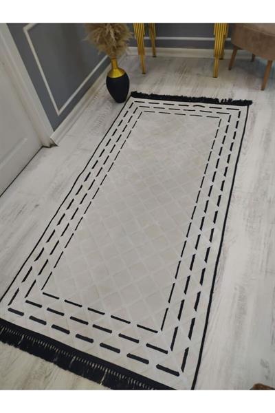 Kaymaz Tabanlı Yıkanabilir Dekoratif Modern Desenli Dokuma Taban Halı