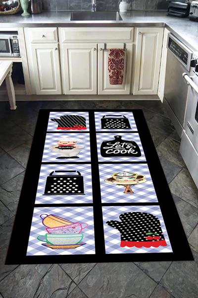 Kaymaz Tabanlı Yıkanabilir Dekoratif Modern Desenli Dot Taban Halı