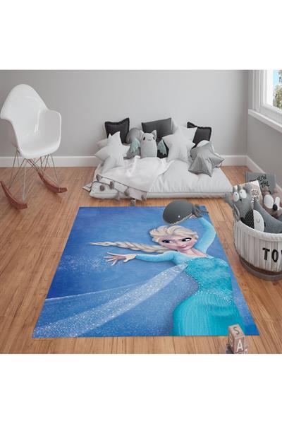 Kaymaz Tabanlı Yıkanabilir Elsa Desenli Çocuk Halısı Dot Taban Halı