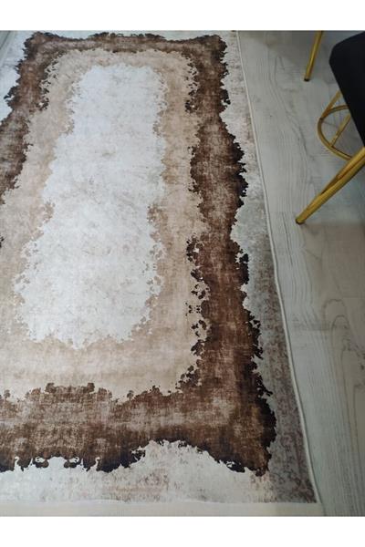Kaymaz Tabanlı Yıkanabilir Eskitme Dekoratif Desenli Dokuma Taban Halı