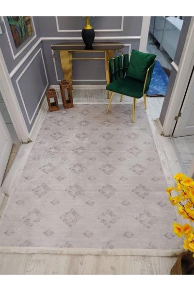 Kaymaz Tabanlı Yıkanabilir Etnik Dekoratif Desenli Dokuma Taban Halı