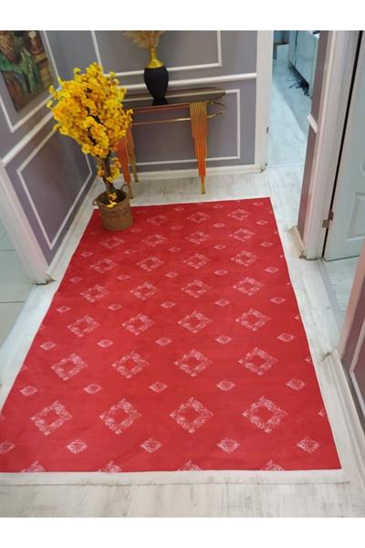 Kaymaz Tabanlı Yıkanabilir Etnik Dekoratif Desenli Dokuma Taban Halı