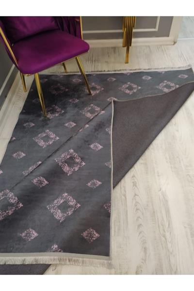 Kaymaz Tabanlı Yıkanabilir Etnik Dekoratif Desenli Dokuma Taban Halı