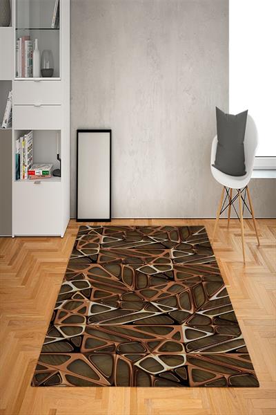 Kaymaz Tabanlı Yıkanabilir Geometrik Desenli Dot Taban Halı