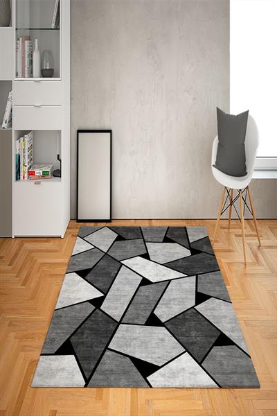 Kaymaz Tabanlı Yıkanabilir Geometrik Desenli Dot Taban Halı