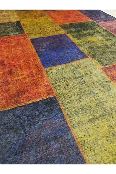 Kaymaz Tabanlı Yıkanabilir Karabağ Kilim Desenli Dokuma Taban Halı