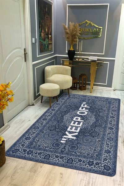 Kaymaz Tabanlı Yıkanabilir Leke Tutmaz Modern Klasik Desenli Salon Halısı Dot Taban Halı KLDH27