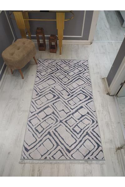 Kaymaz Tabanlı Yıkanabilir Modern Geometrik Desenli Dokuma Taban Halı
