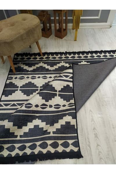Kaymaz Tabanlı Yıkanabilir Örüntü Kilim Desenli Dokuma Taban Halı