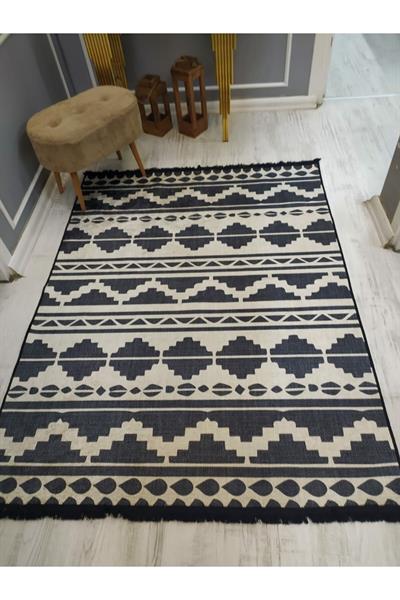 Kaymaz Tabanlı Yıkanabilir Örüntü Kilim Desenli Dokuma Taban Halı