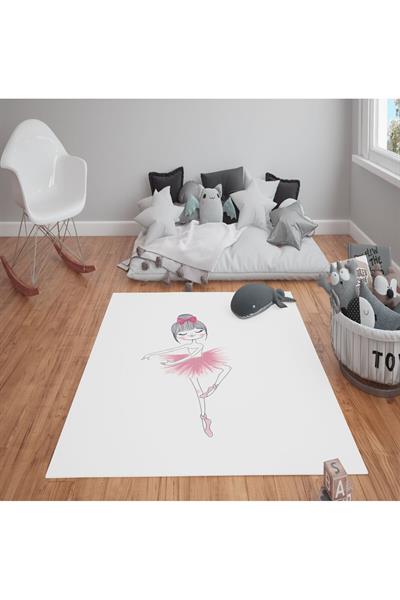 Kaymaz Tabanlı Yıkanabilir Prenses Desenli Çocuk Halısı Dot Taban Halı