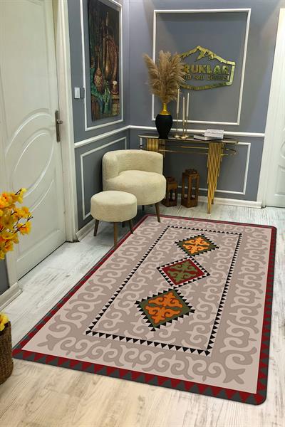 Kilim Desenli Kaymaz Tabanlı Yıkanabilir Leke Tutmaz Dot Taban Halı