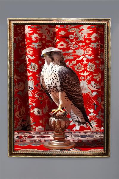 Klasik Atmaca Kuşu Desenli Çerçeveli Duvar Tablosu 50x70cm PTL03