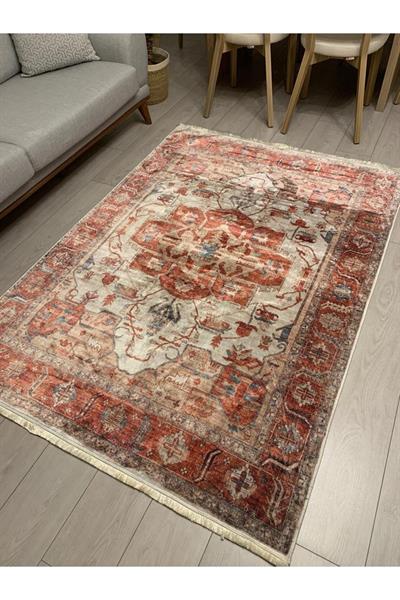 Klasik Desenli Kaymaz Taban Yıkanabilir Leke Tutmaz Dokuma Taban Halı Drk-8010-9