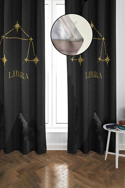 Libra Burcu Yıldız Hartası Desenli Blackout Işık Geçirmez Karartma Yüksek Kalite Fon Perde ASTRO08