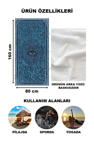 Modern Desenli Dijital Baskı Plaj Deniz Havlusu Peştamal 80x160 Cm BRS022