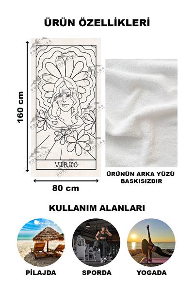 Modern Desenli Dijital Baskı Plaj Deniz Havlusu Peştamal 80x160 Cm BRS035