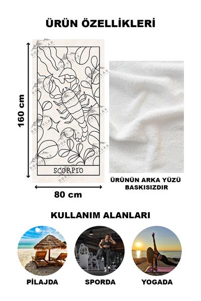 Modern Desenli Dijital Baskı Plaj Deniz Havlusu Peştamal 80x160 Cm BRS031