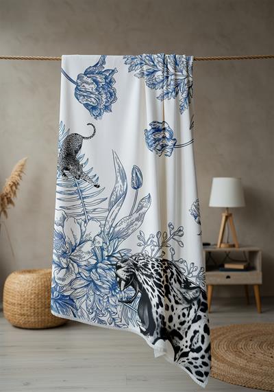 Modern Desenli Dijital Baskı Plaj Deniz Havlusu Peştamal 80x160 Cm TKR005
