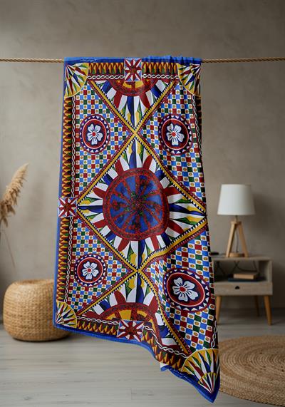 Modern Desenli Dijital Baskı Plaj Deniz Havlusu Peştamal 80x160 Cm BRS018