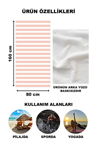 Modern Desenli Dijital Baskı Plaj Deniz Havlusu Peştamal 80x160 Cm BRS003