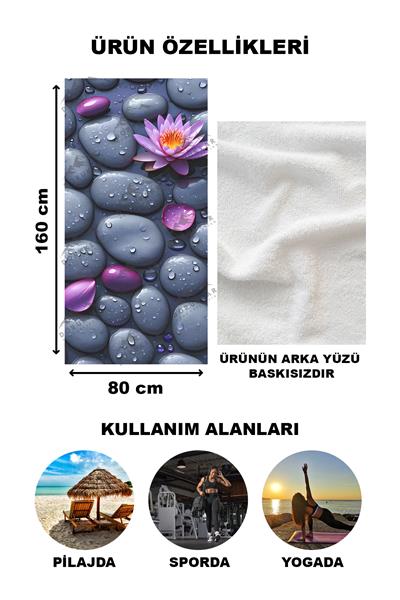 Modern Desenli Dijital Baskı Plaj Deniz Havlusu Peştamal 80x160 Cm BRS051