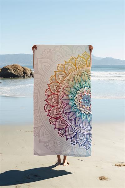 Modern Desenli Dijital Baskı Plaj Deniz Havlusu Peştamal 80x160 Cm BRS052