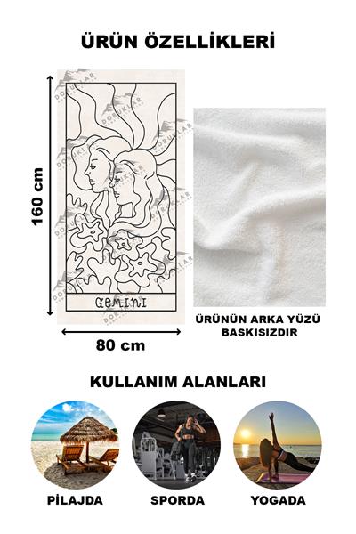 Modern Desenli Dijital Baskı Plaj Deniz Havlusu Peştamal 80x160 Cm BRS044
