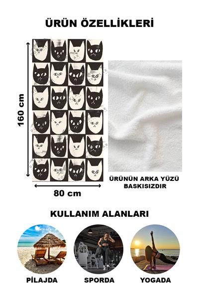 Modern Desenli Dijital Baskı Plaj Deniz Havlusu Peştamal 80x160 Cm BRS011