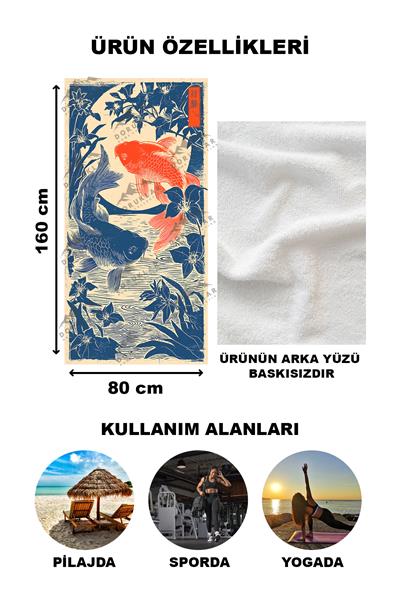 Modern Desenli Dijital Baskı Plaj Deniz Havlusu Peştamal 80x160 Cm BRS049