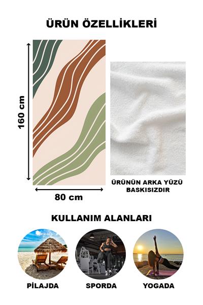 Modern Desenli Plaj Deniz Havlusu Peştemal 80x160 CM Aqua30