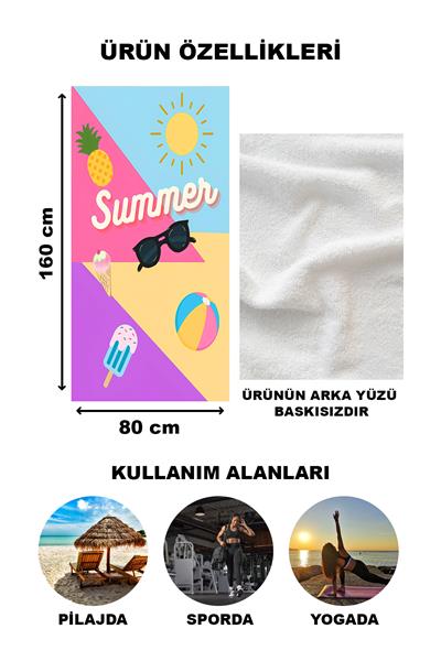 Modern Desenli Plaj Deniz Havlusu Peştemal 80x160 CM Aqua31