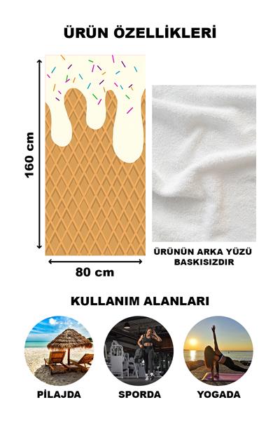 Modern Desenli Plaj Deniz Havlusu Peştemal 80x160 CM Aqua16