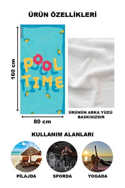 Modern Desenli Plaj Deniz Havlusu Peştemal 80x160 CM Aqua33