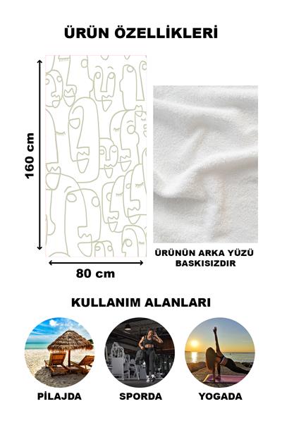 Modern Desenli Plaj Deniz Havlusu Peştemal 80x160 CM Aqua25