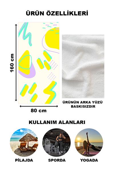 Modern Desenli Plaj Deniz Havlusu Peştemal 80x160 CM Aqua70