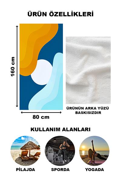 Modern Desenli Plaj Deniz Havlusu Peştemal 80x160 CM Aqua27
