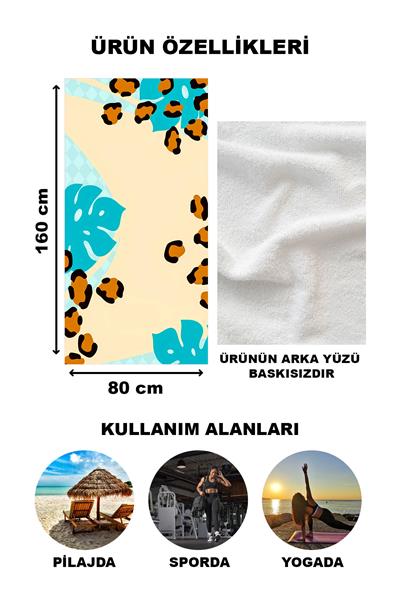 Modern Desenli Plaj Deniz Havlusu Peştemal 80x160 CM Aqua81